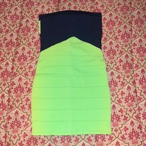 Wow Couture Blue & Green Bandage Dress - small